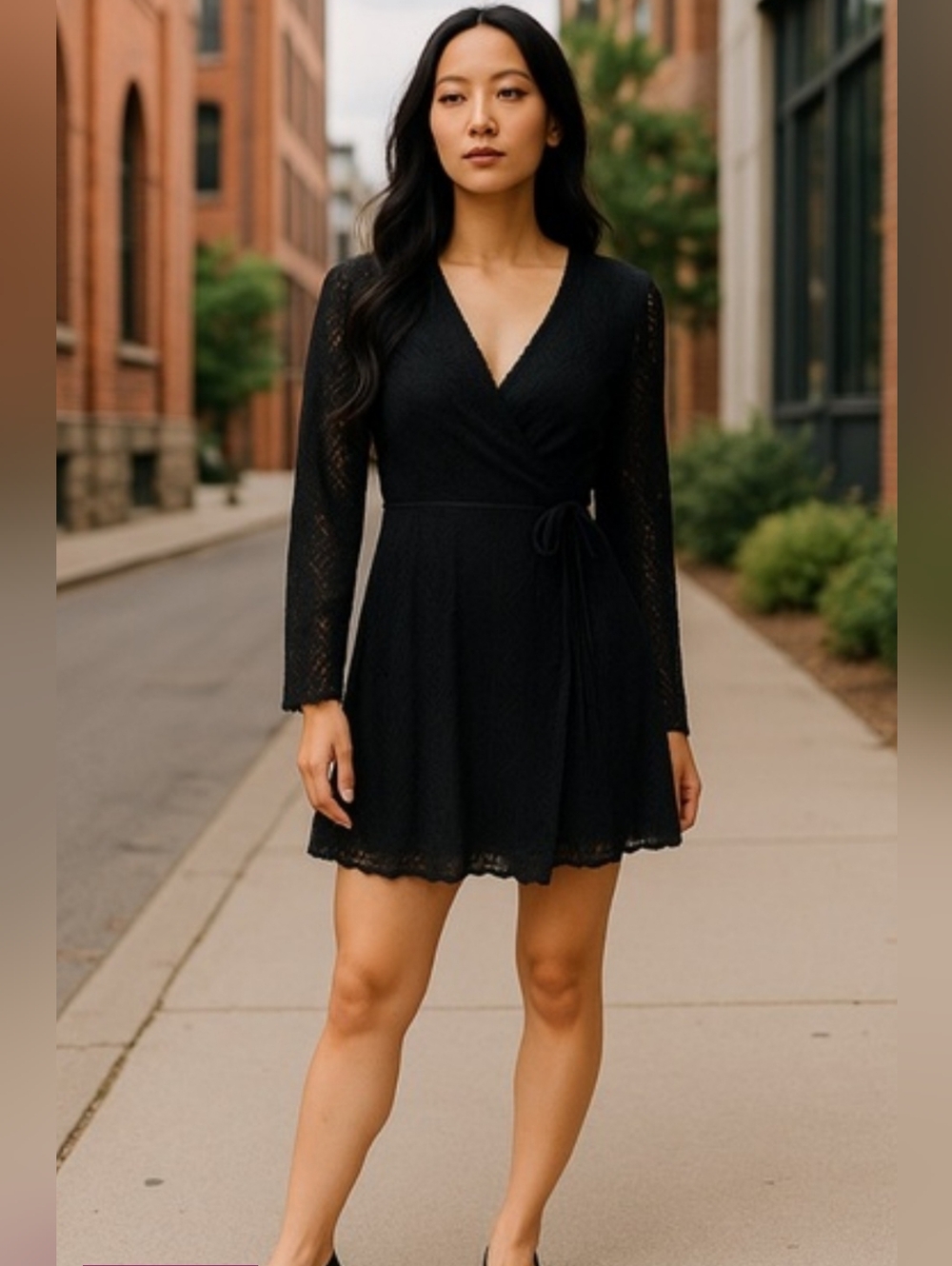Xhilaration Black Long Sleeve Lace Dress | Mid Length | XS